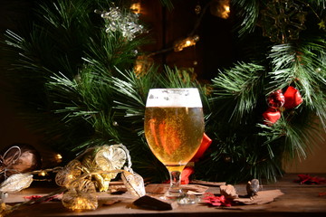 Christmas beer glass bar holiday