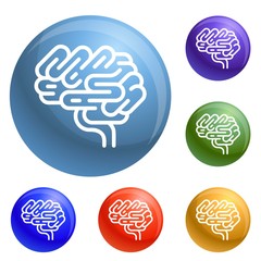 Poster - Brain organ icons set vector 6 color isolated on white background
