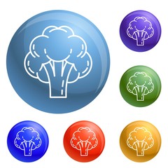 Poster - Broccoli icons set vector 6 color isolated on white background