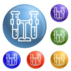 Poster - Test tubes on stand icons set vector 6 color isolated on white background