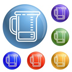 Poster - Chemical jug icons set vector 6 color isolated on white background