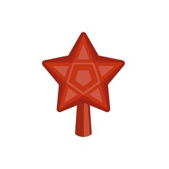 Poster - Red star fir tree icon. Flat illustration of red star fir tree vector icon for web design