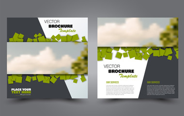 Wall Mural - Square flyer template. Simple brochure design. Poster for business, education, advertisement, banner, ad banner. Grey and green color. Vector illustration.