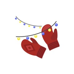 Poster - Red winter gloves icon. Flat illustration of red winter gloves vector icon for web design