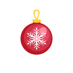 Poster - Red fir tree ball icon. Flat illustration of red fir tree ball vector icon for web design