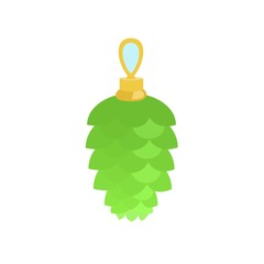 Poster - Green toy fir tree icon. Flat illustration of green toy fir tree vector icon for web design