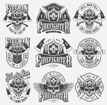 Vintage Monochrome Firefighting Labels Set