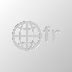 Poster - domain of France, globe and fr. Paper design. Cutted symbol. Pit