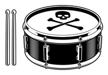 Black And White Illustration Of Drum