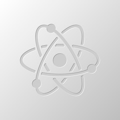 Wall Mural - scientific atom symbol, simple icon. Paper design. Cutted symbol