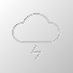 Poster - cloud and lightning. simple outline icon. linear symbol with thi