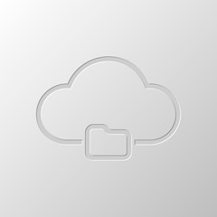 Poster - outline simple cloud and folder. linear symbol with thin outline