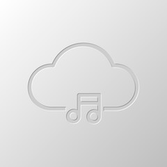 Poster - cloud music library, striming. simple linear icon with thin outl