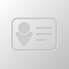 Poster - Identification card icon. Linear style. Paper design. Cutted sym
