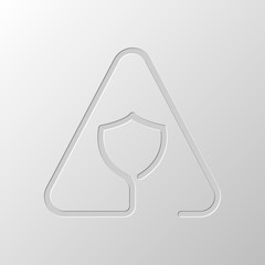 Poster - Shield in warning triangle. Problem with protect. Linear icon wi