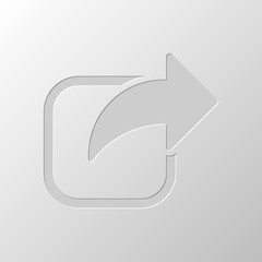 Poster - share icon. arrow and square. paper design. cutted symbol. pitte