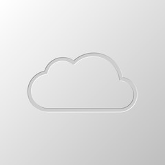 Poster - Simple cloud. Linear symbol with thin outline. Paper design. Cut