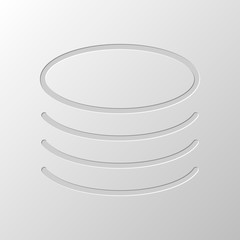 Poster - Database icon. Simple linear symbol, thin outline. Paper design.