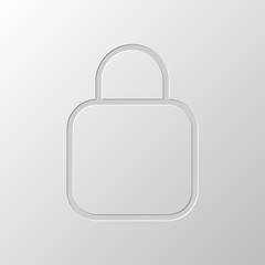 Poster - Simple lock icon. Linear symbol, thin outline. Paper design. Cut