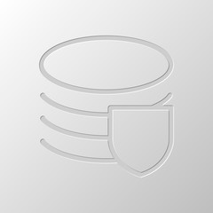 Poster - simple protect of database. linear, thin outline. paper design.