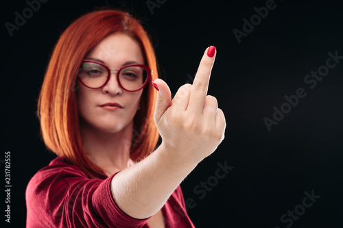 Confident And Angry Red Haired Girl With Short Hairstyle