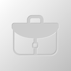 Poster - Briefcase, office bag. Paper design. Cutted symbol. Pitted style
