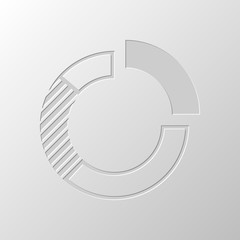 Poster - Business pie chart icon. Paper design. Cutted symbol. Pitted sty