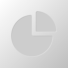 Poster - Business pie chart icon. Paper design. Cutted symbol. Pitted sty
