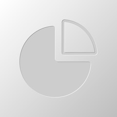 Poster - Business pie chart icon. Paper design. Cutted symbol. Pitted sty