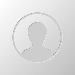 Poster - Profile, person in circle. Paper design. Cutted symbol. Pitted s