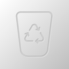 Poster - Recucle bin, reuse symbol on backet. Linear, thin outline. Paper