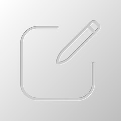 Poster - Edit icon. Square and pen. Linear, thin outline. Paper design. C