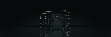Drum Kit In Dark Background. 3d Rendering