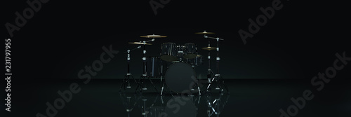 Cuadros en Lienzo Drum kit in dark background. 3d rendering