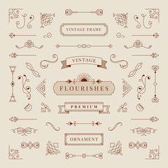 Wall Mural - Collection of vintage ornament frame illustration