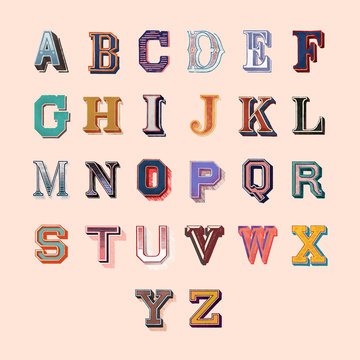 English alphabet letter a to z icon isolated