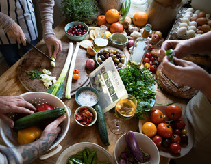 Healthy vegetable salad recipe on a screen