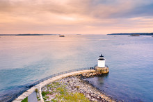 Portland Breakwater Light In Maine, Also Called Bug Light, Is A Small Lighthouse In South Portland, Maine