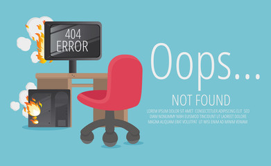 Website 404 page creative concept. The page you requested could not be found.