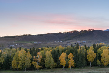 Sticker - xinjiang baihaba villages in dawn