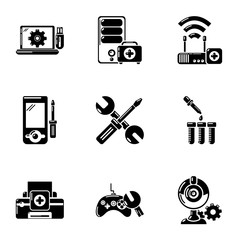 Poster - PC care icons set. Simple set of 9 pc care vector icons for web isolated on white background