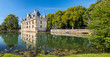 Panoramic view on chateau Azay-le-Rideau reflecting in a pound at sunny day, Loire valley, France.