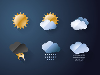 Wall Mural - weather icons cool metal style