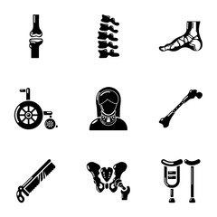 Poster - Disabled person icons set. Simple set of 9 disabled person vector icons for web isolated on white background
