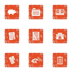 Poster - Piggy bank icons set. Grunge set of 9 piggy bank vector icons for web isolated on white background