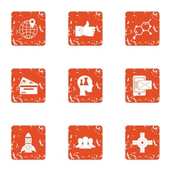 Poster - Rocket initiate icons set. Grunge set of 9 rocket initiate vector icons for web isolated on white background