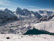 View of the Himalayas and Gokyo Lake from Gokyo Ri after a snowstorm 