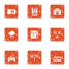 Poster - Save auto icons set. Grunge set of 9 save auto vector icons for web isolated on white background