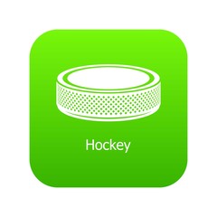 Washer hockey icon green vector isolated on white background