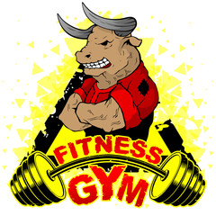 Wall Mural - Vector design for a gym with an abstract image of a strong bull.